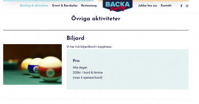 Backa Bowling biljard